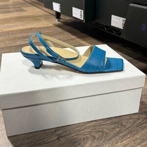 Brand New: Electric Blue Leather Sandal w/ heel
